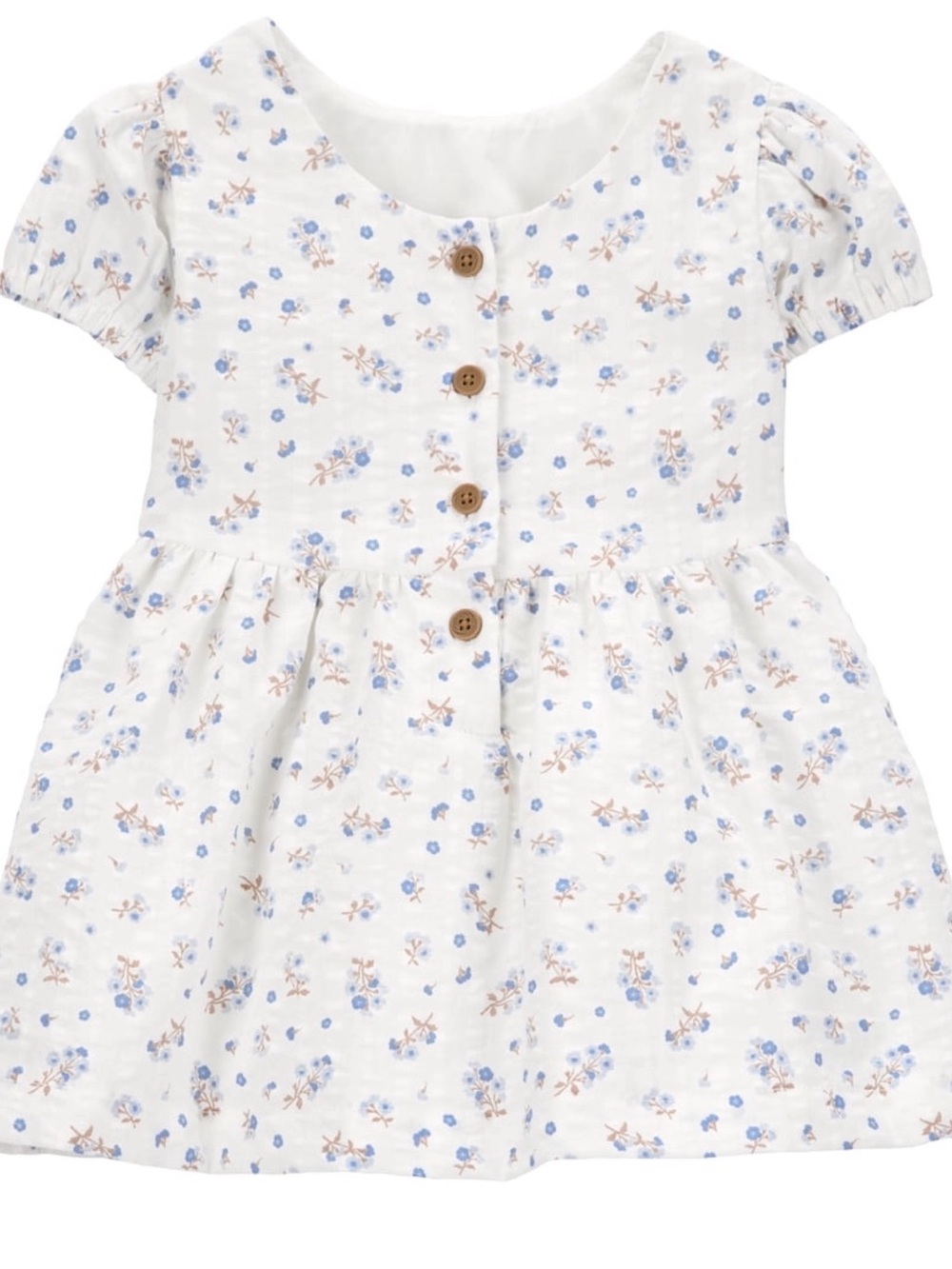 Carter's White Dress with Blue and Tan Floral Print